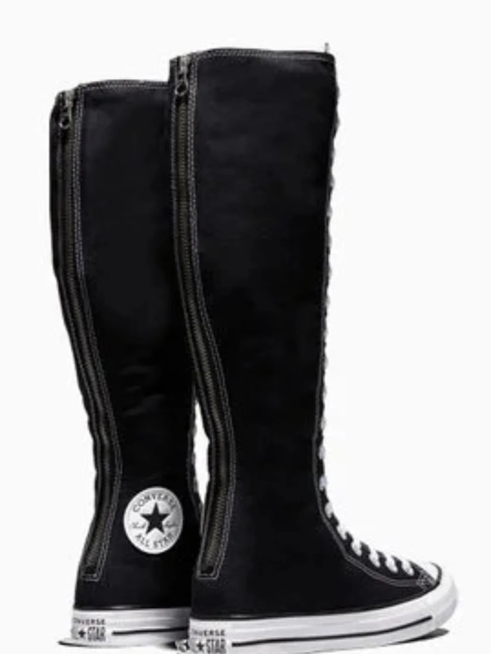 Converse Black Over-the-Knee Lace-Up Knee Boots with White Trim